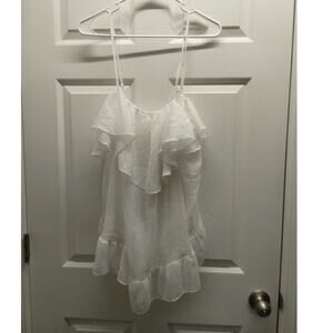 Victoria's Secret NWT Size Large White Metallic Thin Strap Ruffle Nightie Top